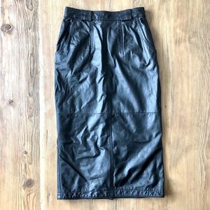 Vintage Genuine Black Leather Skirt. Size 6